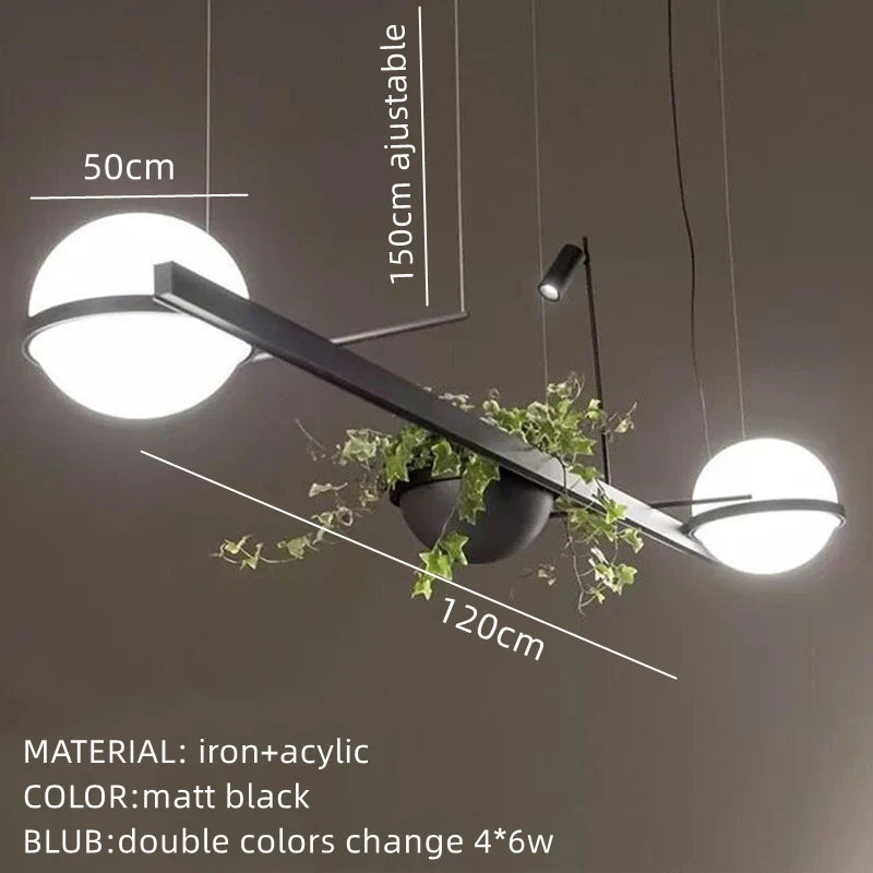 lustre moderne nordique avec pot de fleur led intégrée - vue 11 sur 18