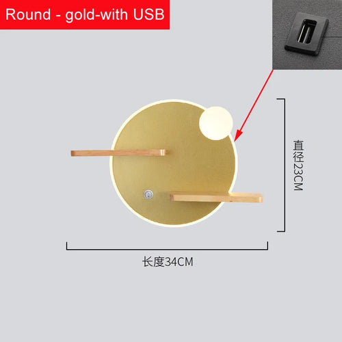 Applique murale led nordique avec étagère et chargeur usb - vue 13 sur 18