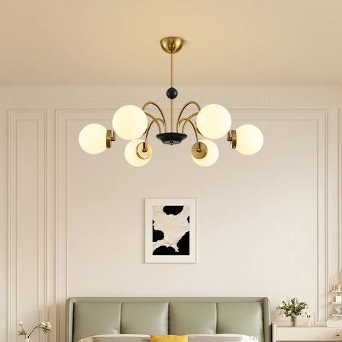 Moderner Kronleuchter Bauhaus Magic Bean französischer Creme-Luxus - vue 3 sur 16