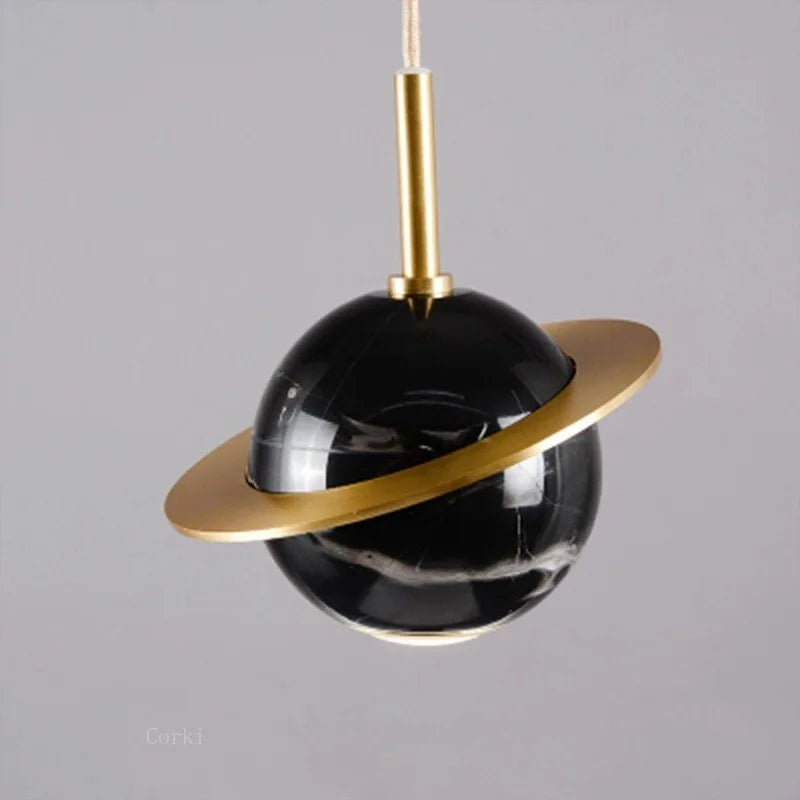 Suspension led marbre design moderne - vue 5 sur 9