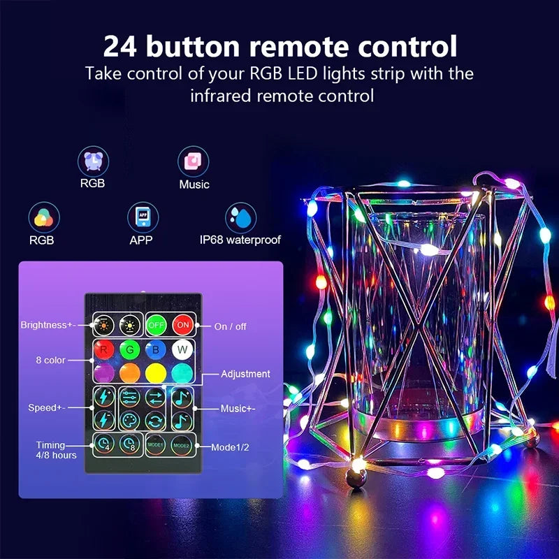 guirlande lumineuse led intelligente bluetooth pour fêtes et décorations - vue 3 sur 12
