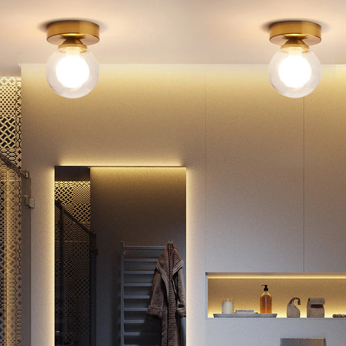 Moderne LED-Deckenleuchte mit Glaskugel im nordischen Stil - vue 3 sur 10