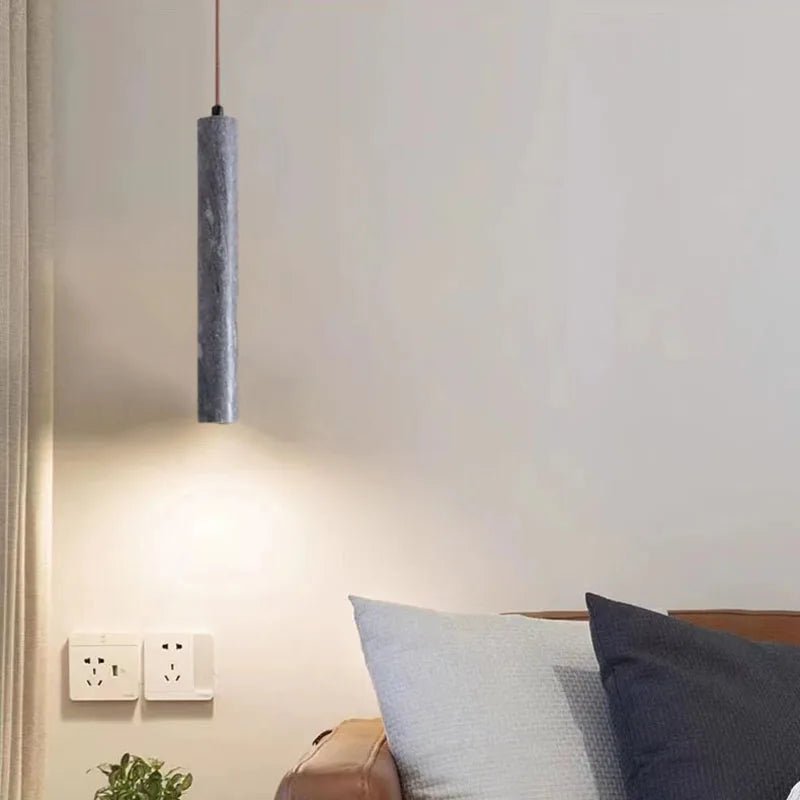 Moderne Pendelleuchte aus Stein und Holz für den Innenbereich - vue 4 sur 9