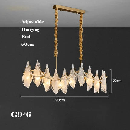 lustre créatif en verre dépoli avec perles suspendu moderne - vue 7 sur 10