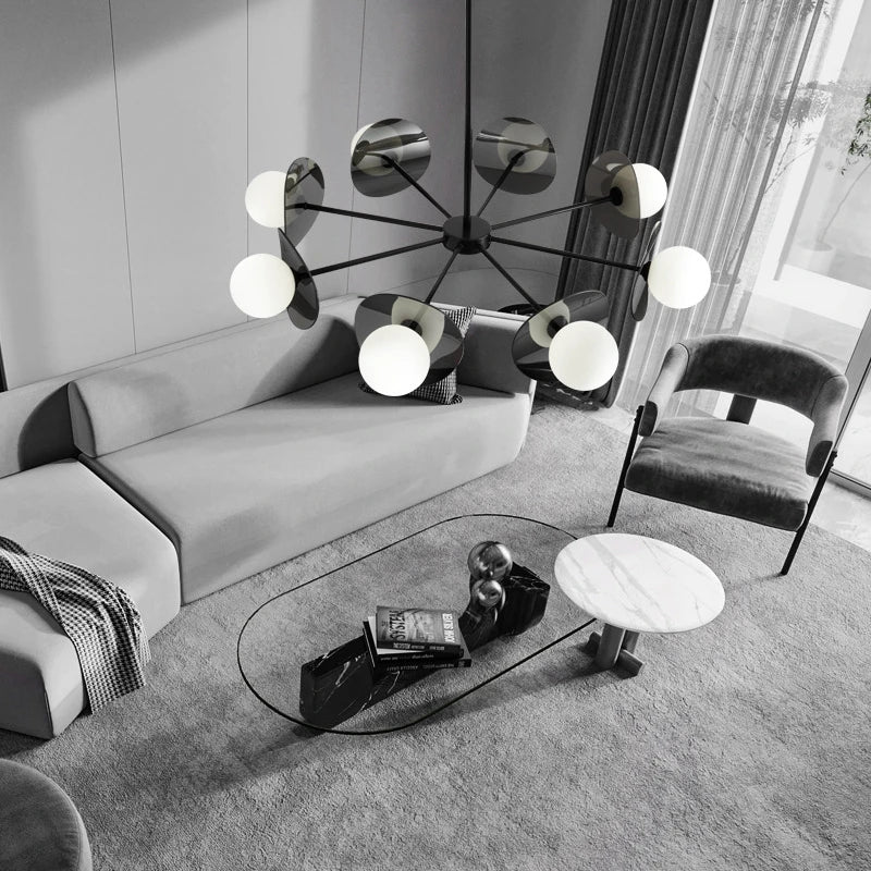 lustre de luxe en cuivre avec lumière led minimaliste italienne