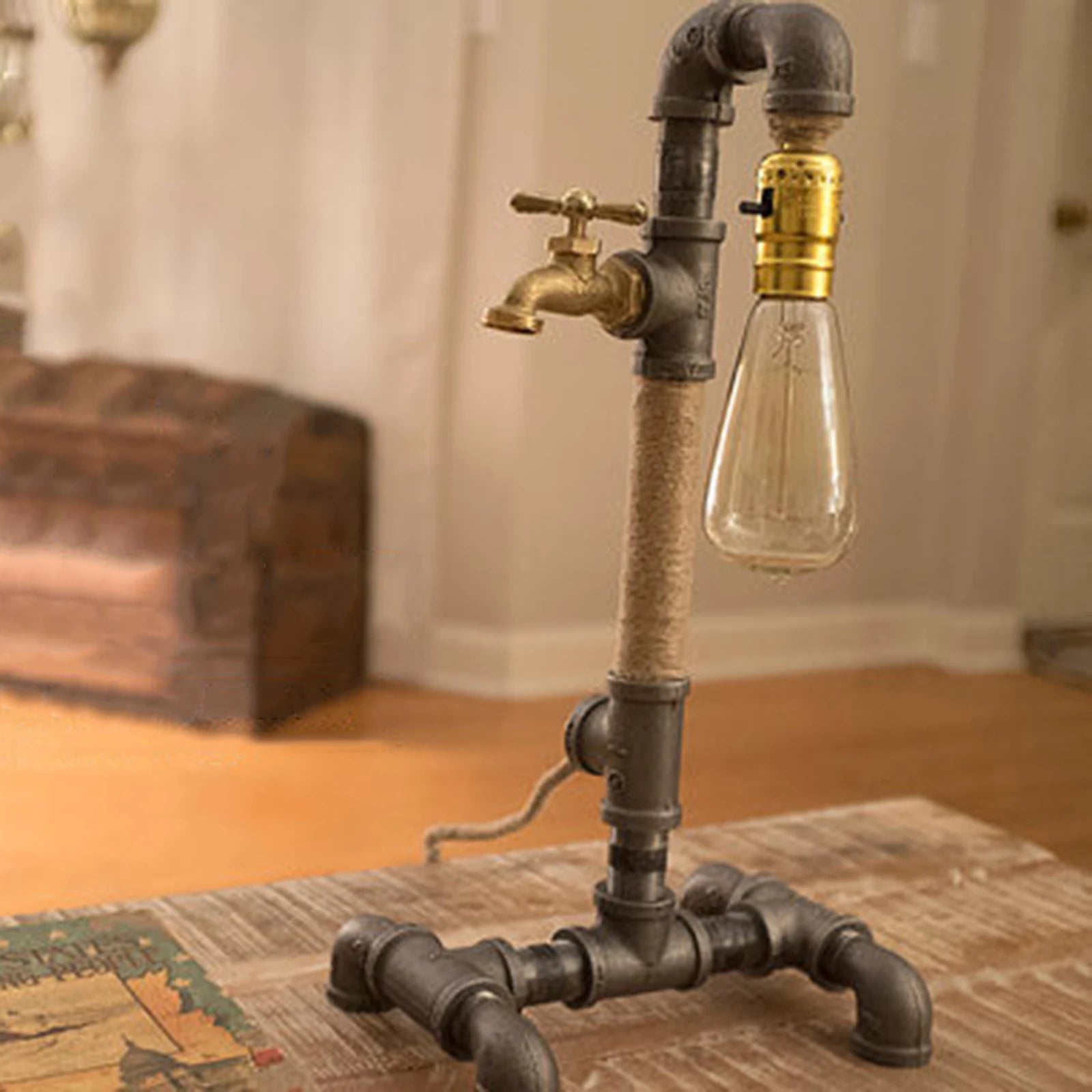 Lampes à conduite d'eau rétro industrielles Vintage en fer rouille E27 pour café - vue 4 sur 6