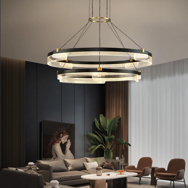 Moderner LED-Kronleuchter minimalistisch Pendelleuchte für stilvolle Wohnräume - vue 5 sur 13