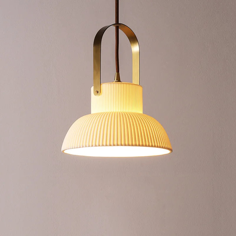 suspension led moderne en céramique style japonais iwhd - vue 5 sur 14
