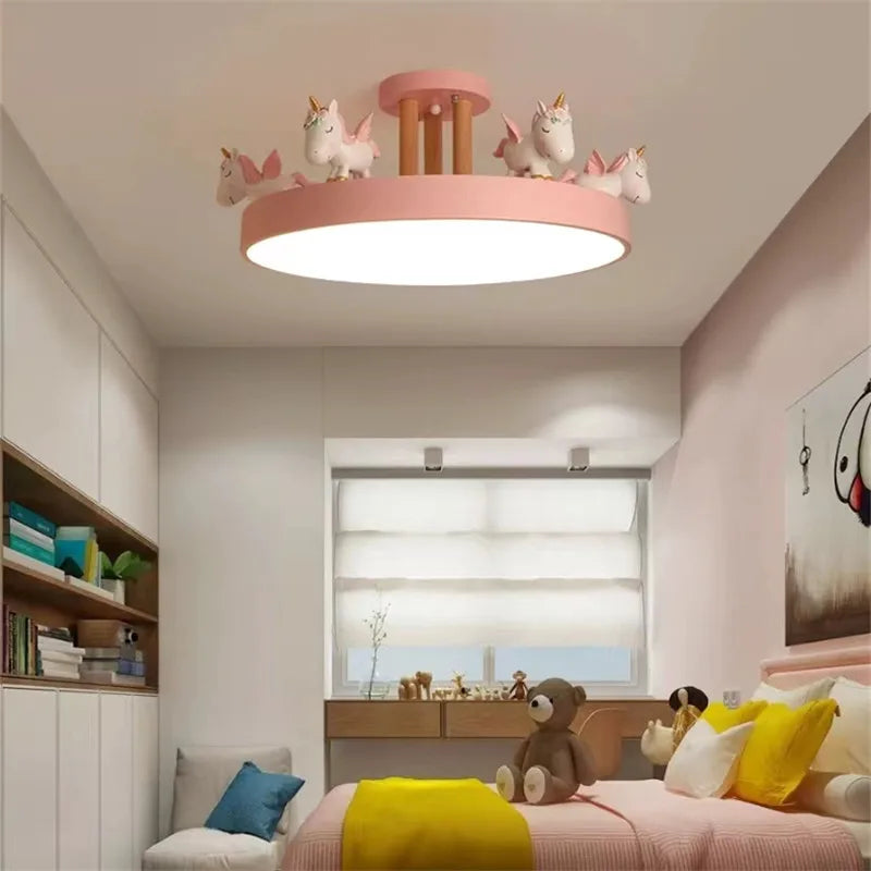 plafonnier licorne lampe enfant décoration lumineuse en résine - vue 4 sur 9