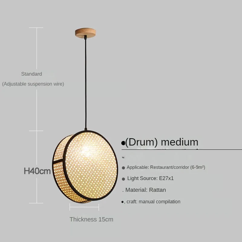 lustre créatif en rotin tissé pour décoration intérieure élégante - vue 8 sur 9