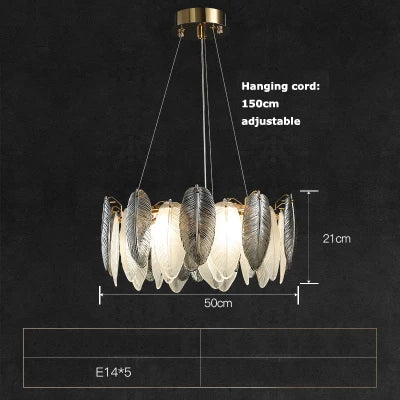 LED-Kronleuchter im Art-Déco-Stil mit weißen und grauen Federn - vue 10 sur 17