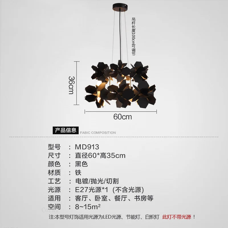 lustre à led moderne en fer pour décoration intérieure - vue 5 sur 8