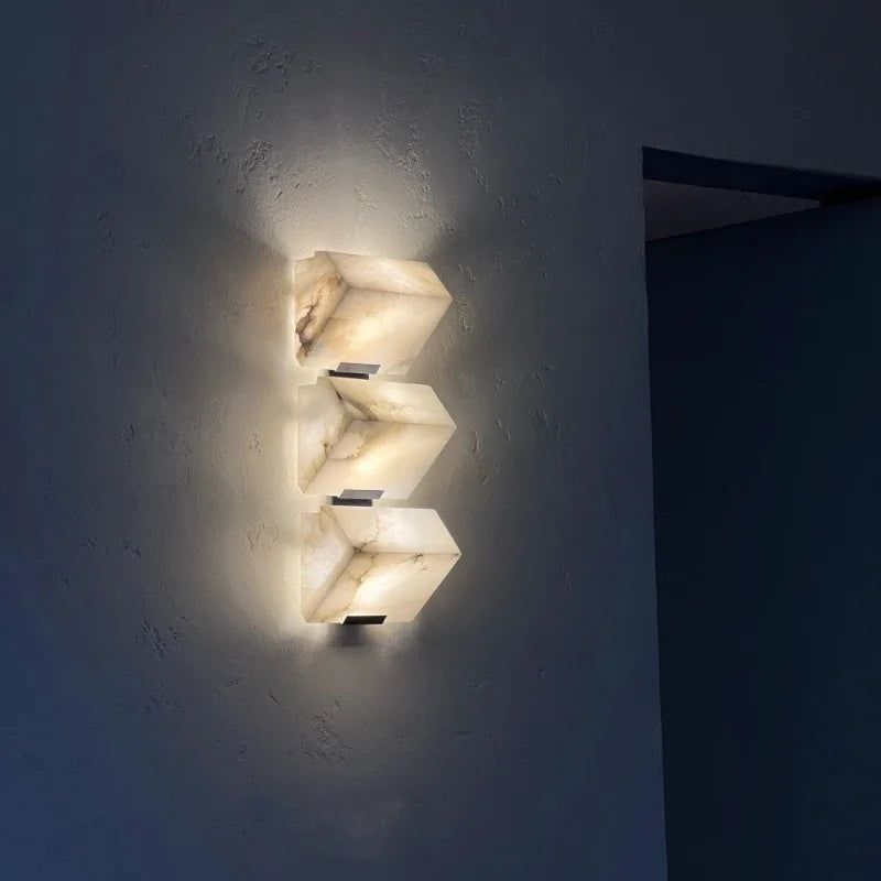 applique murale moderne en marbre avec lumières led - vue 5 sur 9