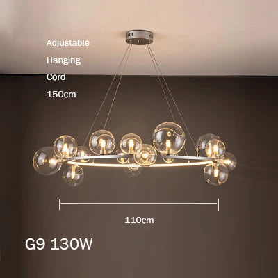 lustre en verre au design moderne avec bulles artistiques - vue 16 sur 18