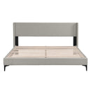 VSOGA Upholstered Bed, Double Bed, Bed With Slatted Frame, High Headboard, Upholstered Headboard, 180 X 200cm, Linen, Grey