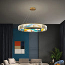 Moderner dimmbarer LED-Kronleuchter aus Stahl mit dekorativem Ring