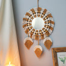 miroir mural en macramé style bohème pour décoration intérieure