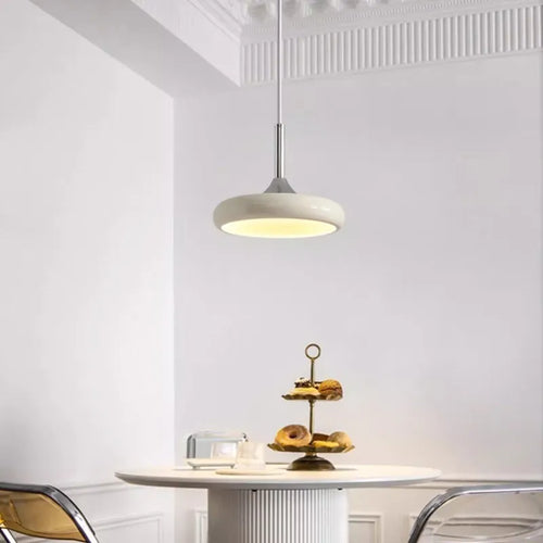 Moderne LED-Pendelleuchte in minimalistischer Scheibenform Weiß - vue 3 sur 9