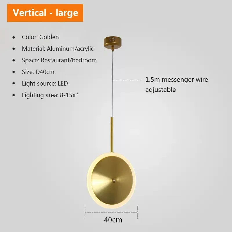 Runde LED-Pendelleuchte aus Metall mit modernem Design und höhenverstellbarem Kabel