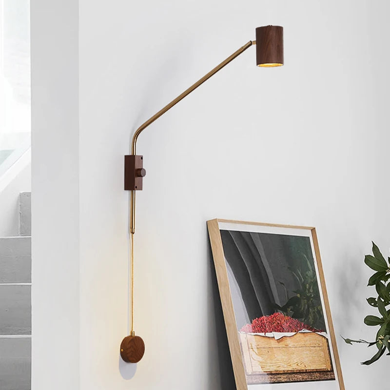 applique murale vintage en bois bras oscillant pour hôtel café - vue 3 sur 8