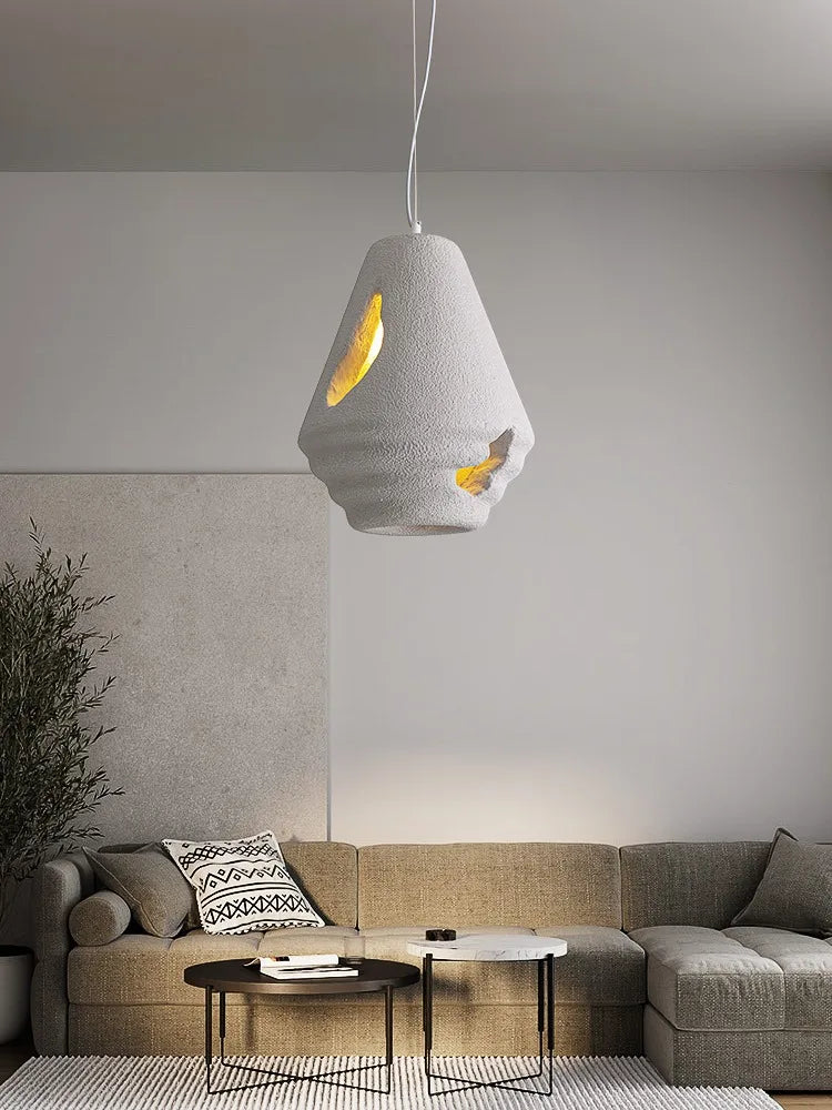 suspension lampe art moderne créatif nordique wabi sabi éclairage décoration - vue 3 sur 12