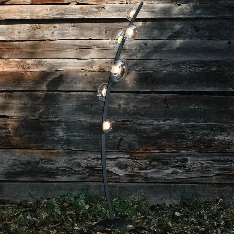 lampadaire design en cuir italien avec boule en verre - vue 6 sur 8