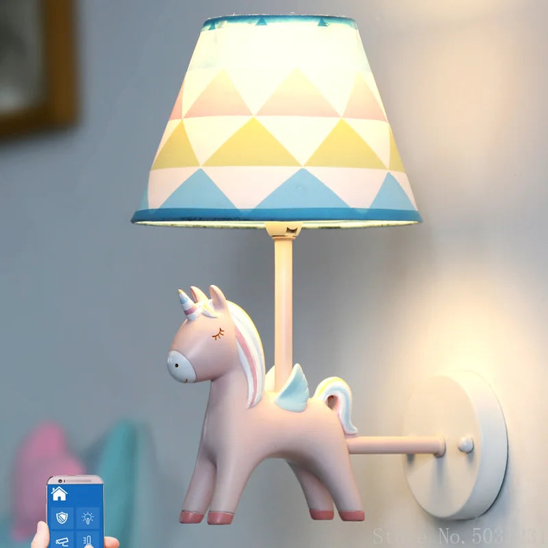 applique murale licorne dessin animé led nordique décorative - vue 2 sur 17