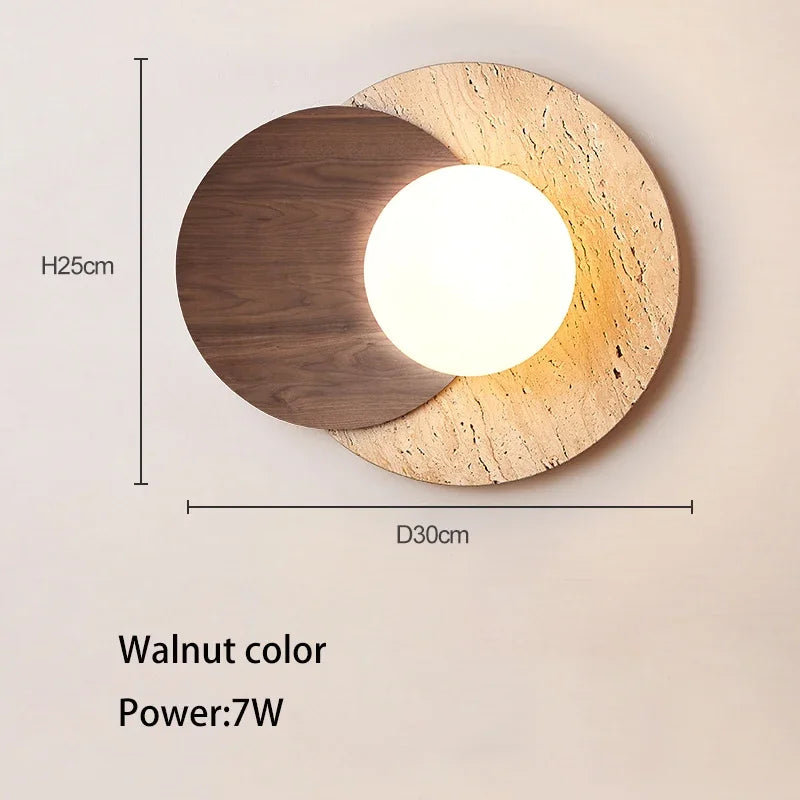 applique murale nordique à led en pierre et bois - vue 7 sur 7