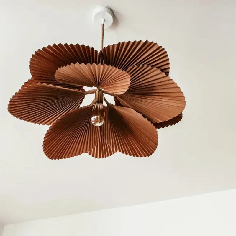 lustre rétro en papier pétale pour décoration intérieure - vue 4 sur 9