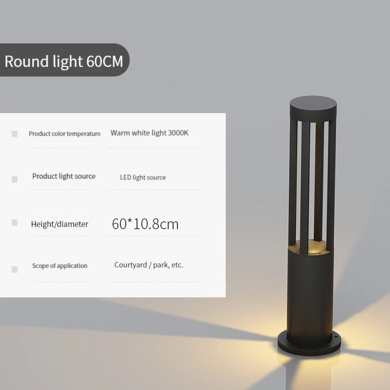 Moderne LED-Gartenleuchte aus Aluminium, wasserdicht für den Außenbereich