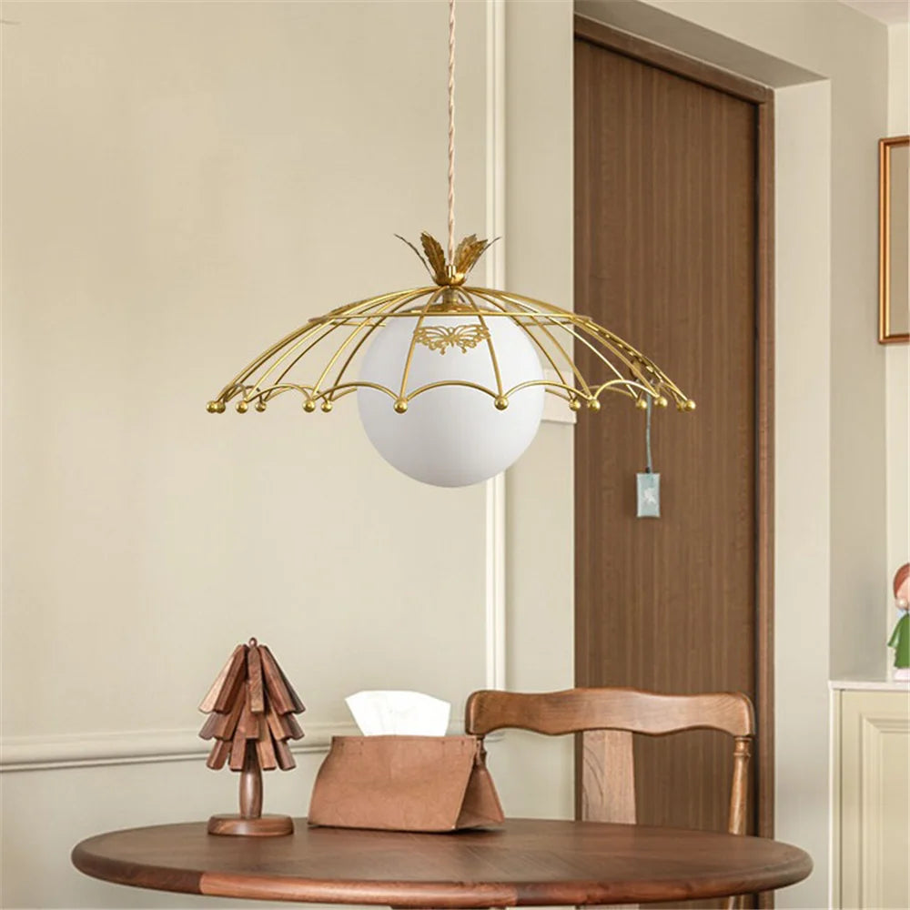 suspension à led en verre avec chapeau doré style nordique pour décoration - vue 4 sur 6