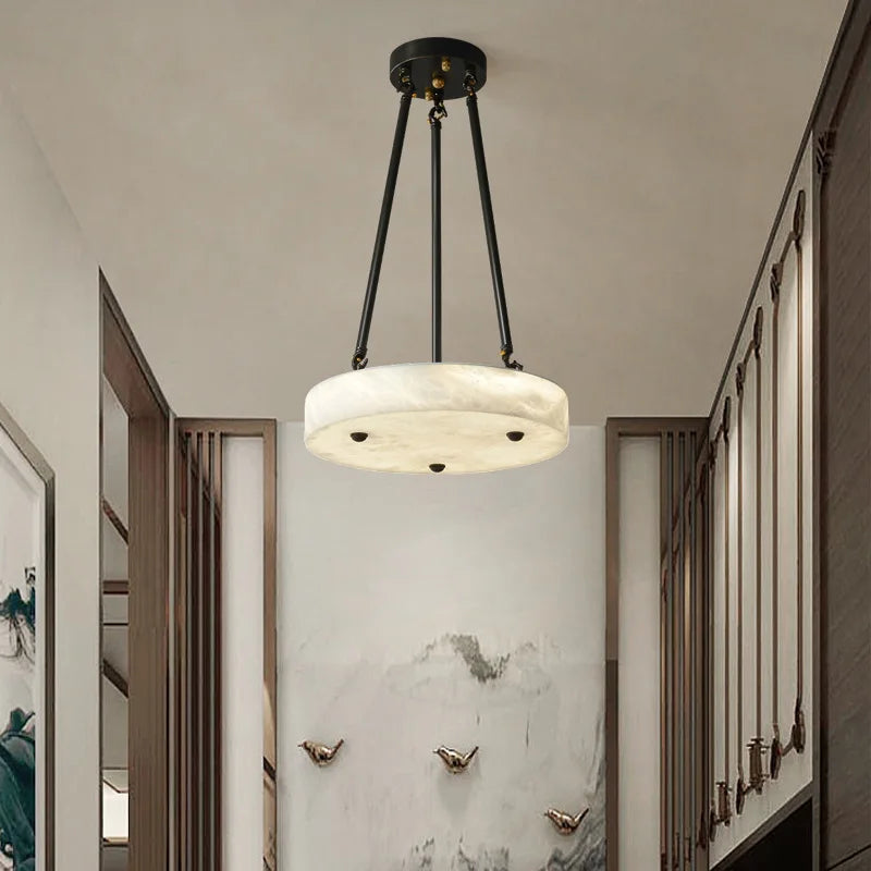 lustre en marbre et cuivre design moderne minimaliste rétro led - vue 4 sur 7