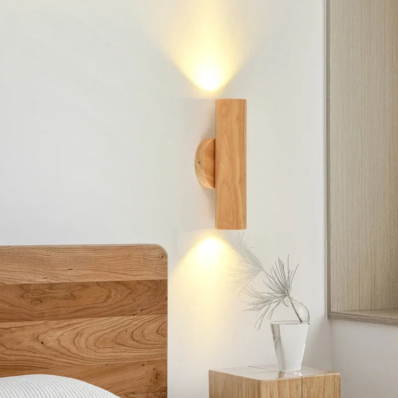 Lampe de chevet moderne et Simple en bois massif - vue 2 sur 5