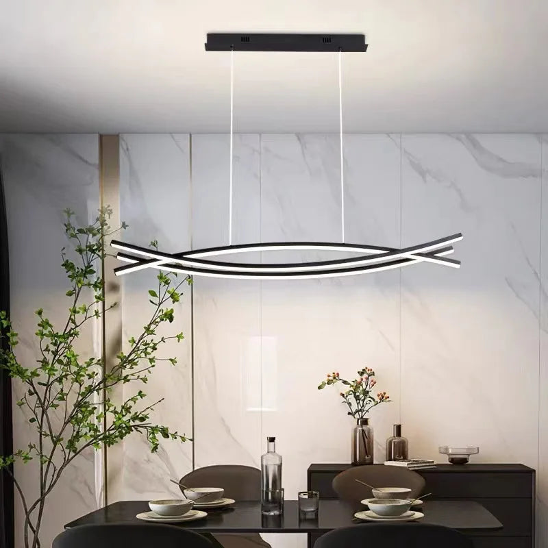 Moderner LED-Kronleuchter aus Aluminium, höhenverstellbar - vue 4 sur 8