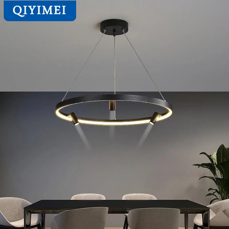 lustre led moderne avec gradation à distance et éclairage intérieur - vue 4 sur 6