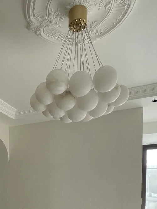 lustre en cuivre de luxe avec marbre naturel espagnol pour décoration moderne