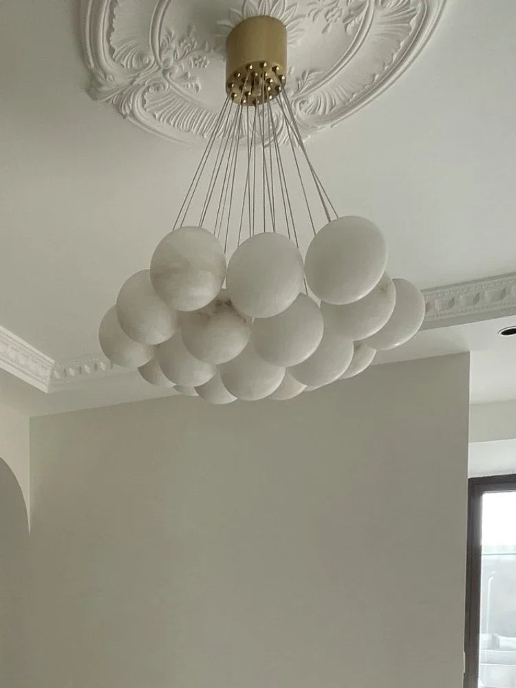 lustre en cuivre de luxe avec marbre naturel espagnol pour décoration moderne - vue 6 sur 7