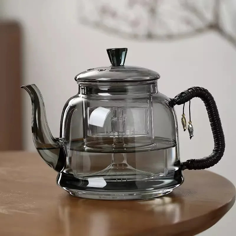 Théière en verre borosilicate 1.2l infuseur double compartiment - vue 3 sur 7