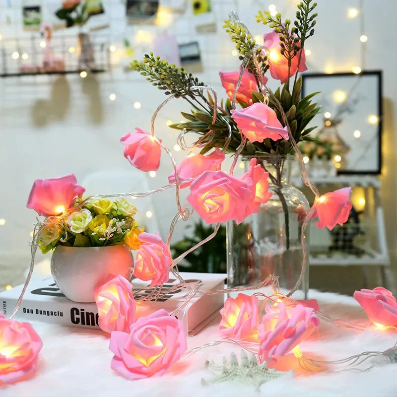 guirlande lumineuse roses en mousse pour mariage et saint valentin - vue 5 sur 11