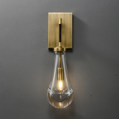 Minimalistische luxuriöse Wandleuchte aus Glas und Kupfer LED 2023 - vue 4 sur 8