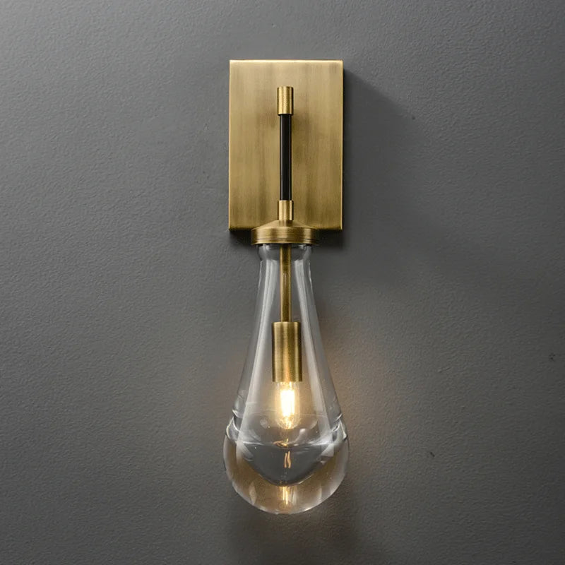 Minimalistische luxuriöse Wandleuchte aus Glas und Kupfer LED 2023 - vue 3 sur 8