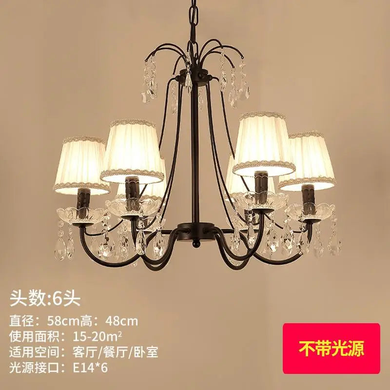 lustre rétro en fer et cristal style américain créatif - vue 9 sur 12