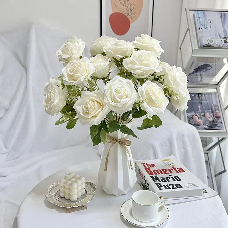 bouquet de roses artificielles en soie pour décoration de mariage - vue 3 sur 15