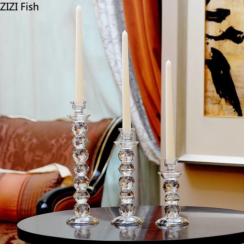 bougeoir en verre cristal accessoires pour dîners aux chandelles - vue 6 sur 9