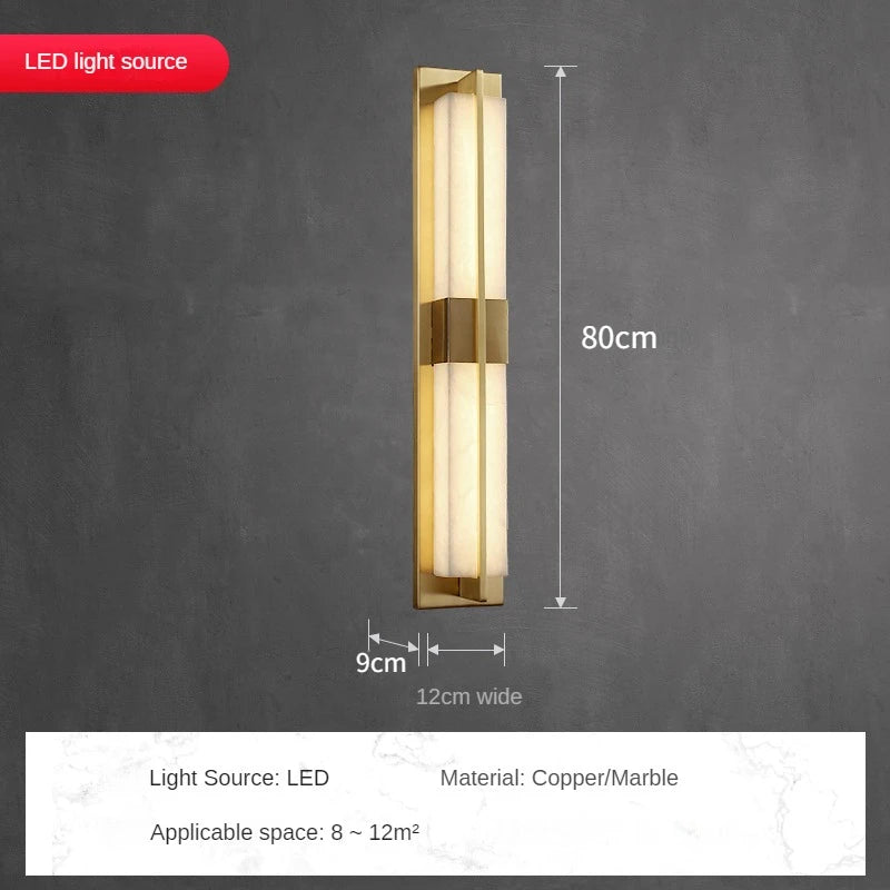 LED-Wandleuchte aus Kupfer mit spanischem Marmorstreifen - vue 8 sur 12