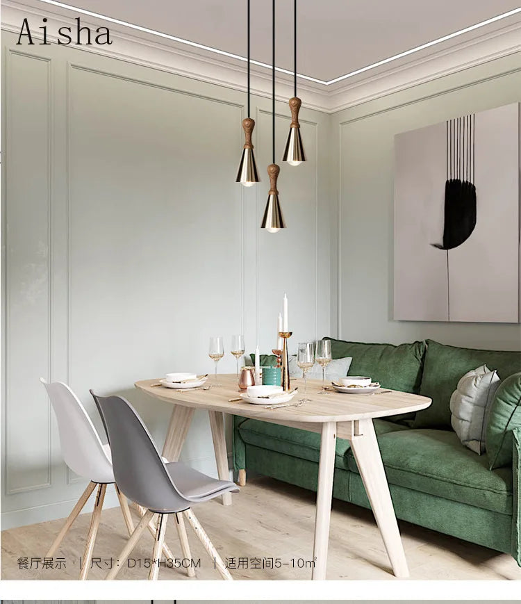 lustre en bois massif pour éclairage intérieur décoratif - vue 8 sur 7