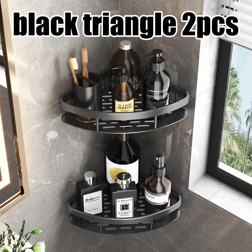 étagère d'angle murale sans perçage pour douche et serviettes - vue 12 sur 18