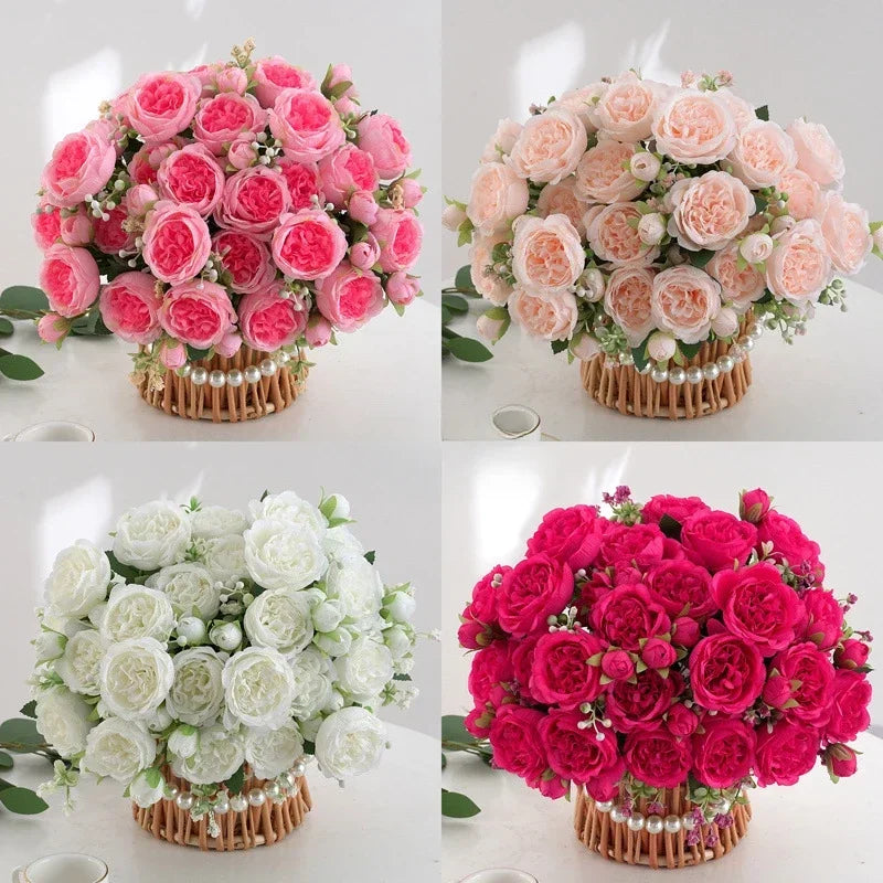 bouquet de pivoines artificielles pour décoration florale intérieure - vue 3 sur 17