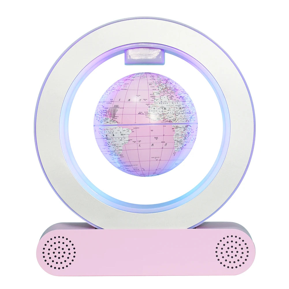 Magnetic Levitation Base Build-In Bluetooth & LED Light 4in Globe Desk Lamp Night Light for Room, Home, Office Desk Toys Decor