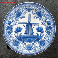 Assiette murale 20 cm porcelaine motif moulin vintage